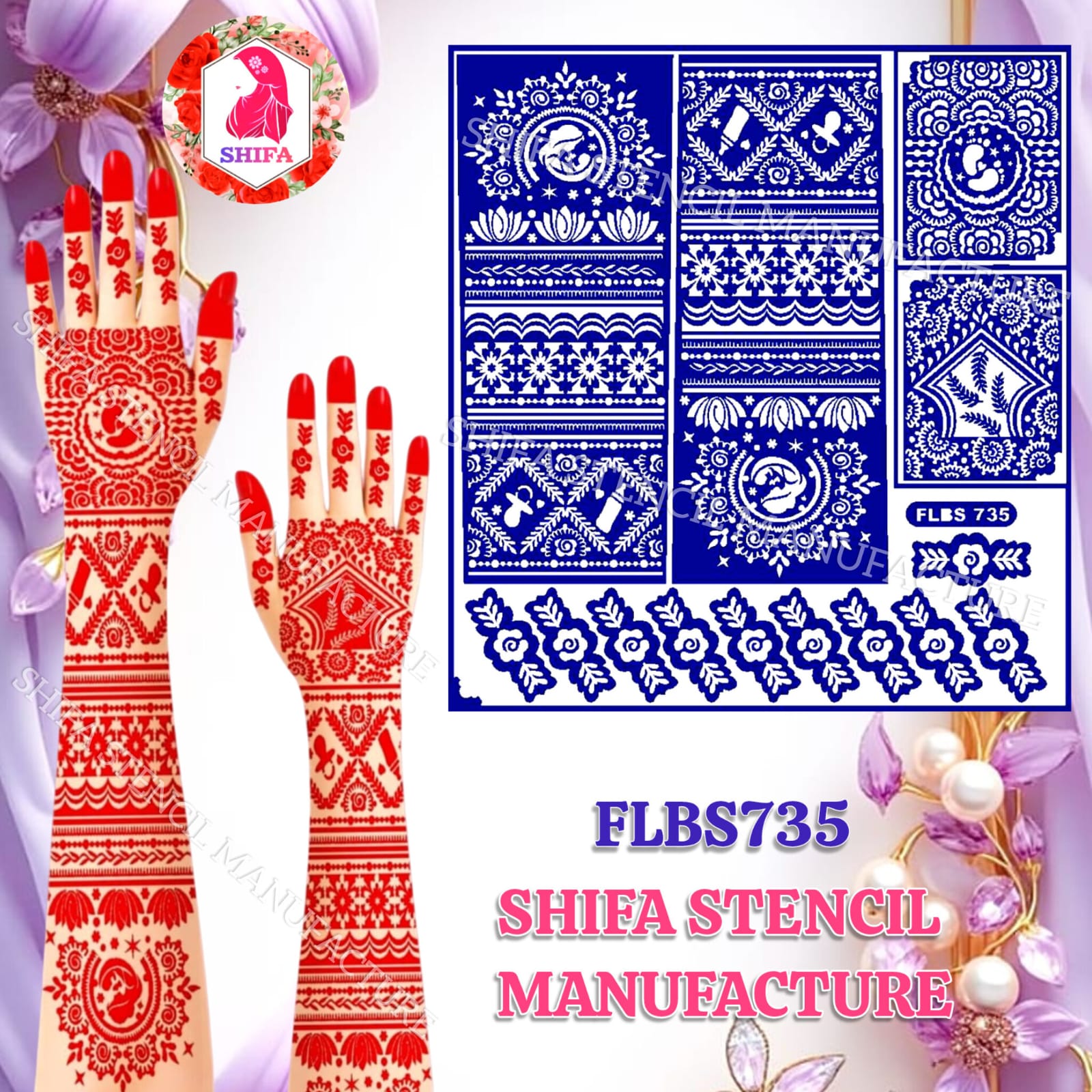 FLBS 735 Cute  Mom & Baby Themed Design Sticker Overview Henna Stencil - Shifa Stencil